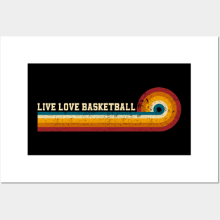 Retro Stripes Live Love Basketball Posters and Art